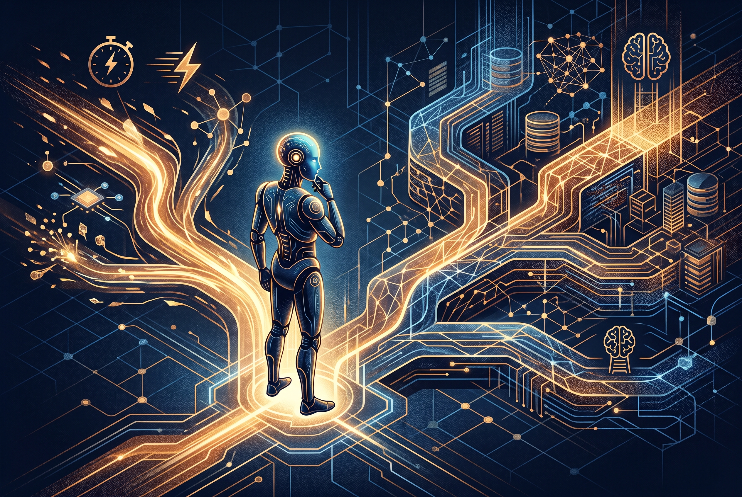 AI agent selecting language models through branching routes