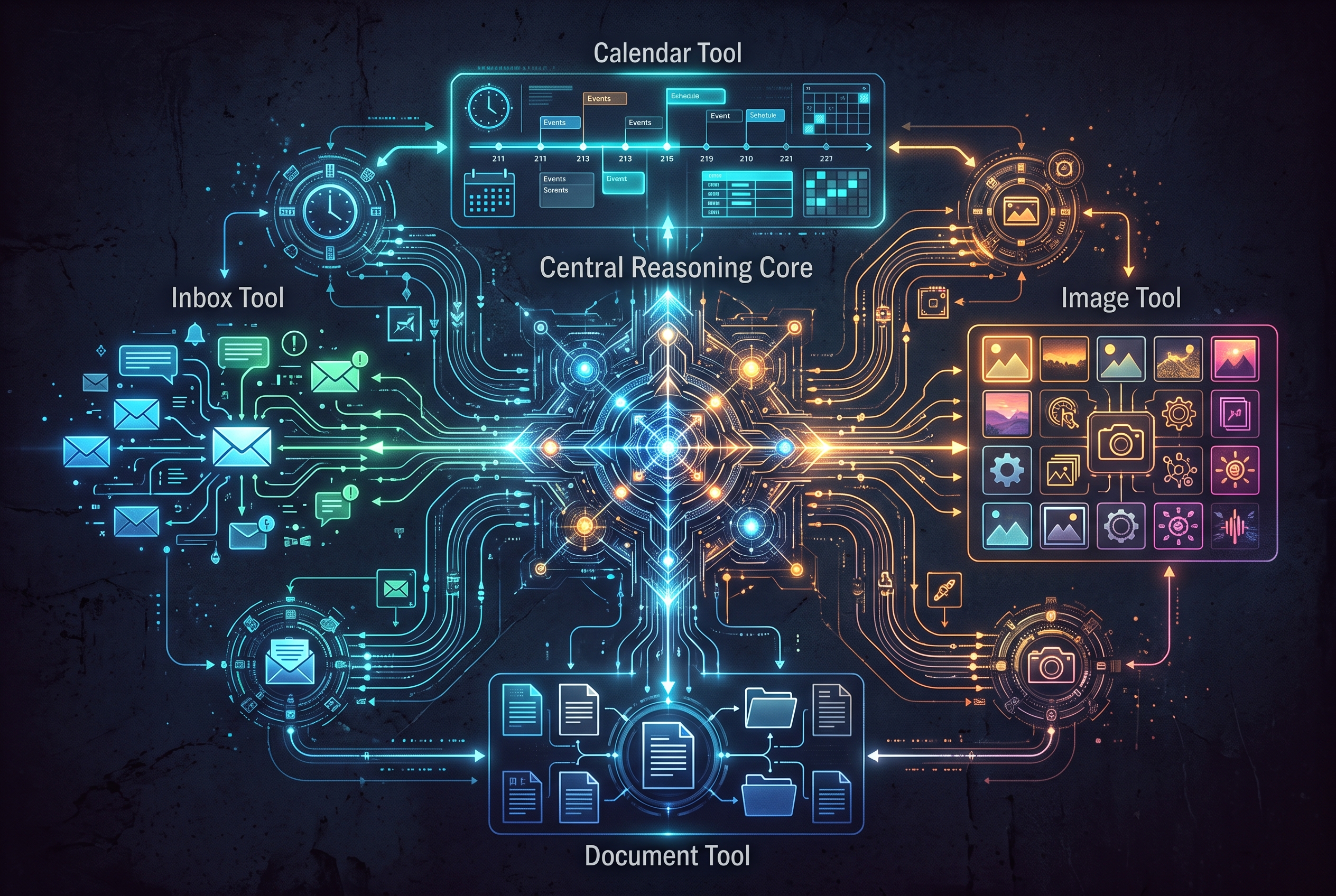AI agent workspace connected to tools