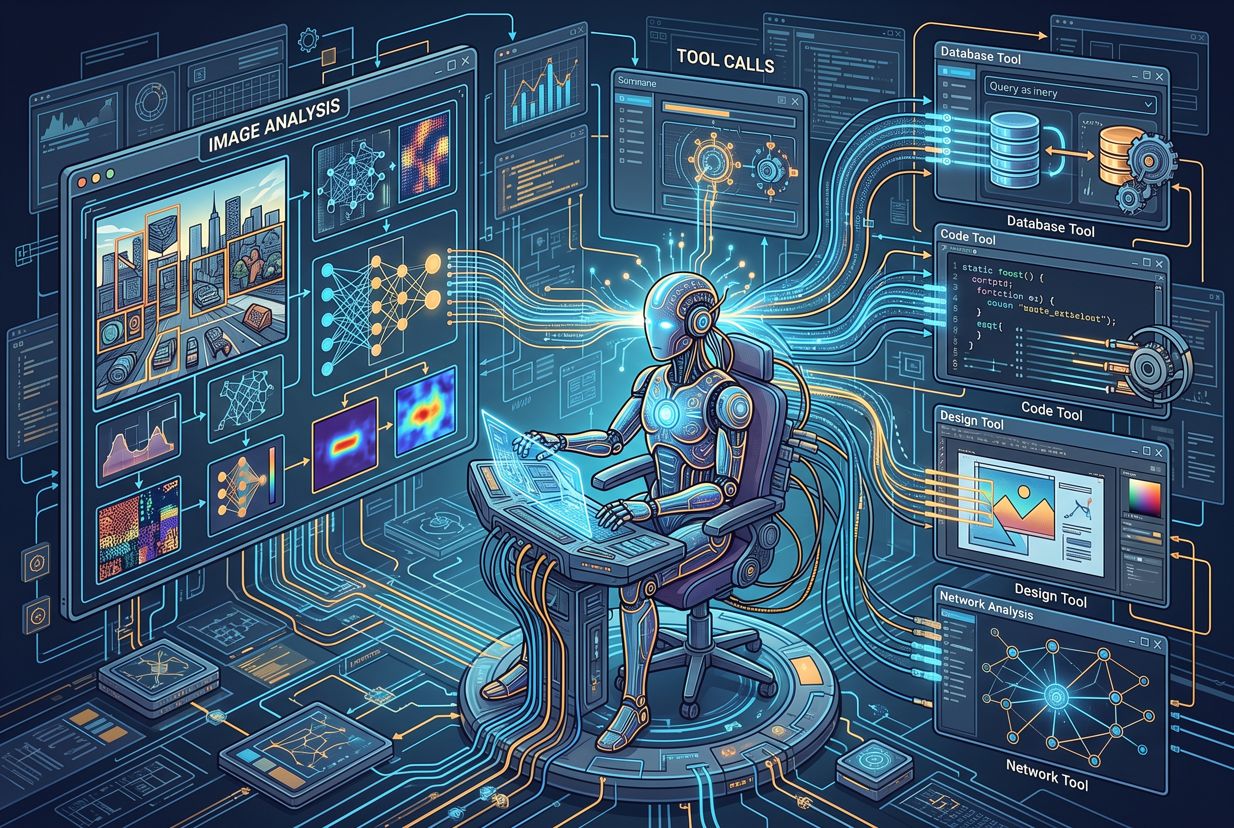 AI agent using tools across a software workspace