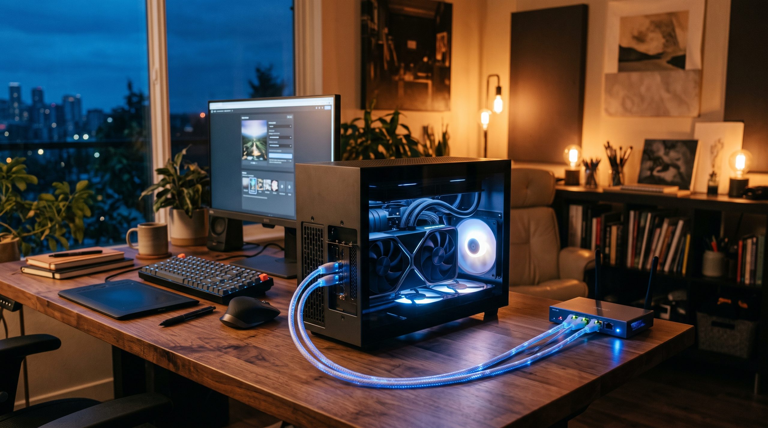 Creative studio with local AI inference hardware