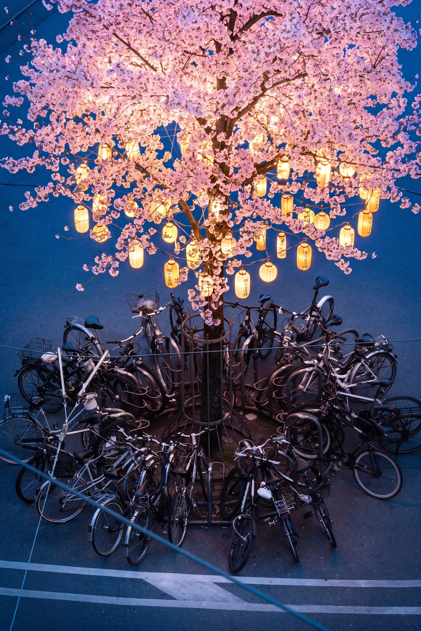 Nano Banana 2 image editing test with cherry blossom canopy and paper lanterns