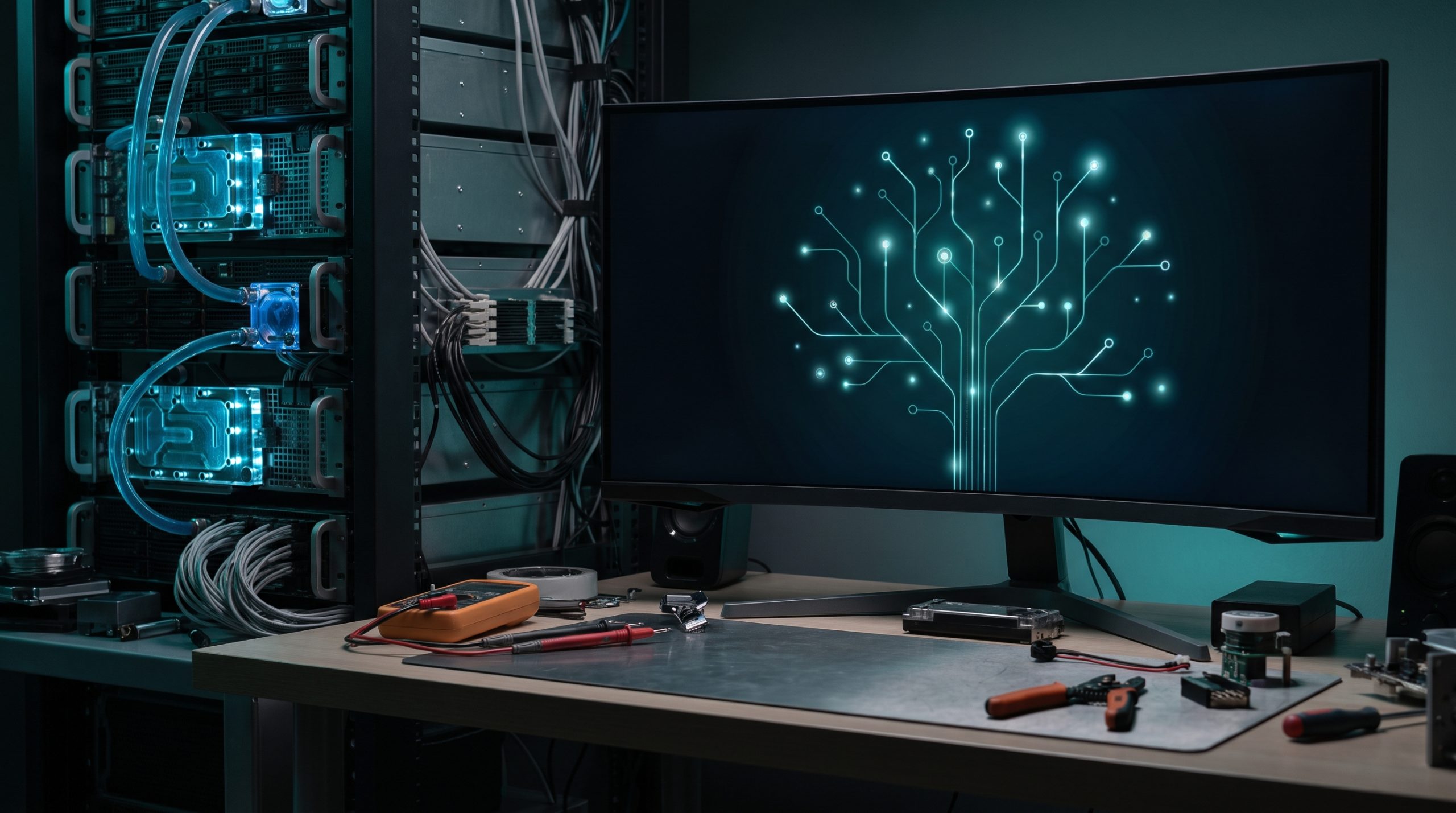 AI agent infrastructure beside liquid cooled accelerator servers