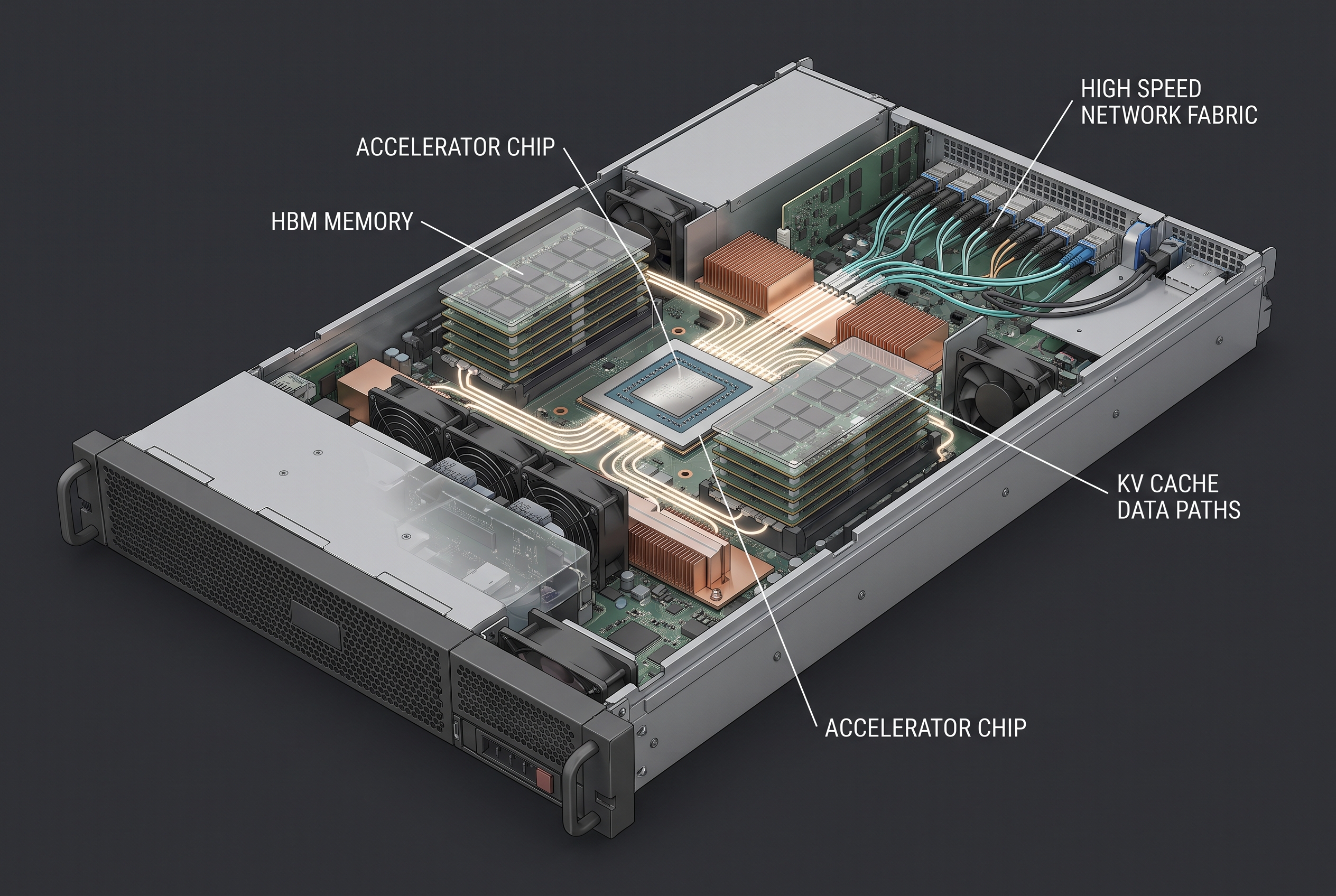 Custom AI chips with HBM memory and inference data paths