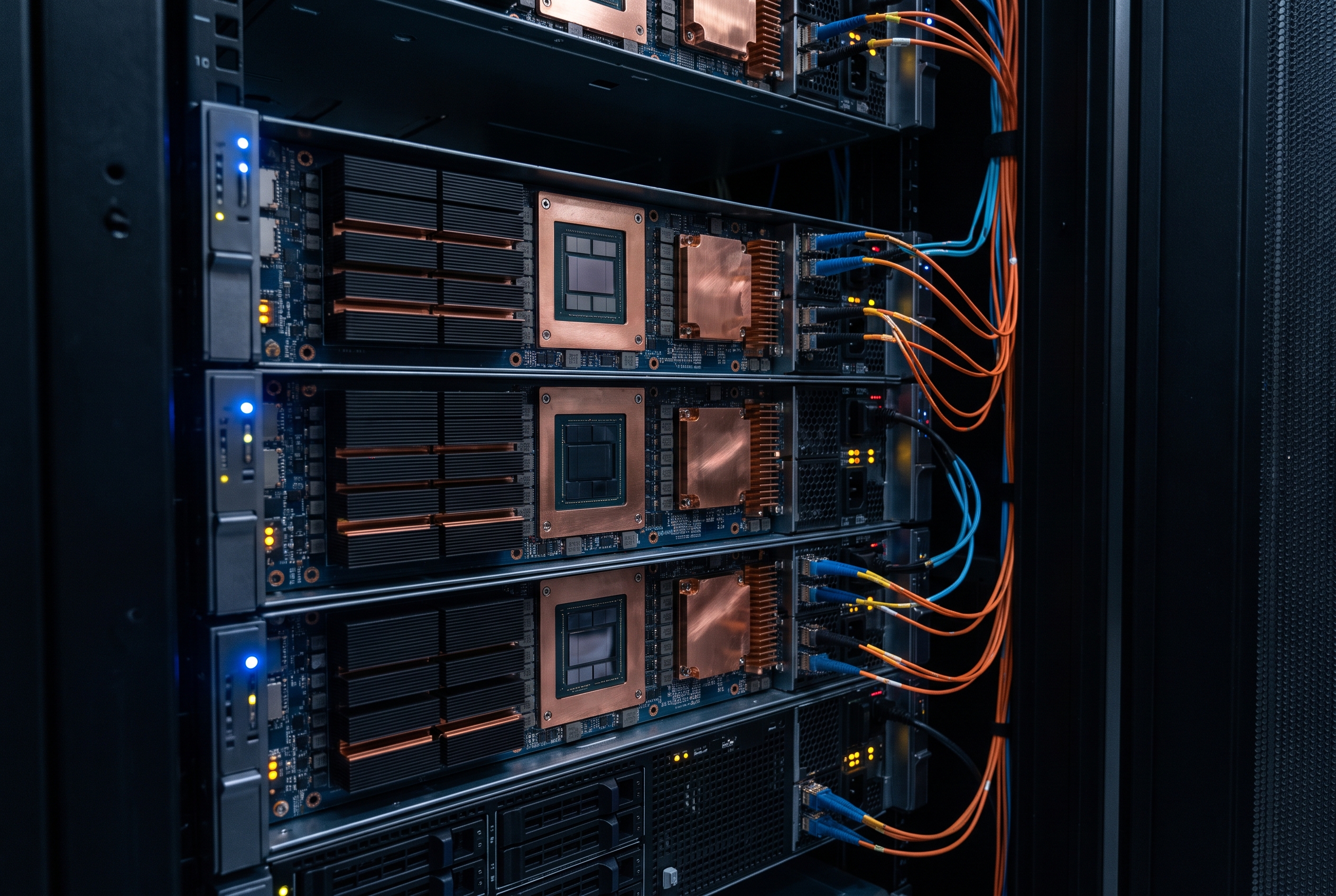 Custom AI chips in an inference server rack