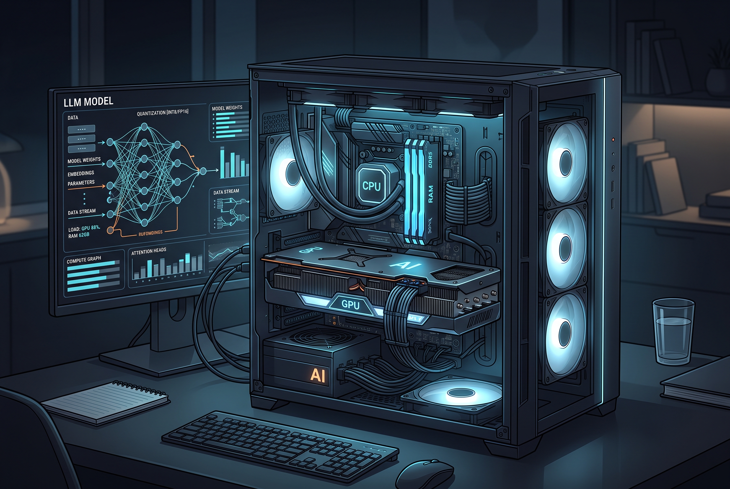 Local AI workstation running quantized AI models